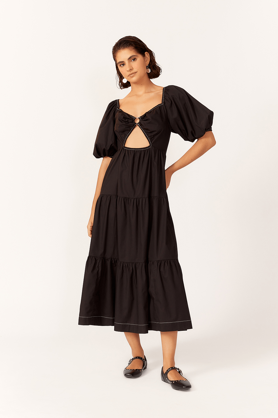 Ruched-Waist Midi Dress_1