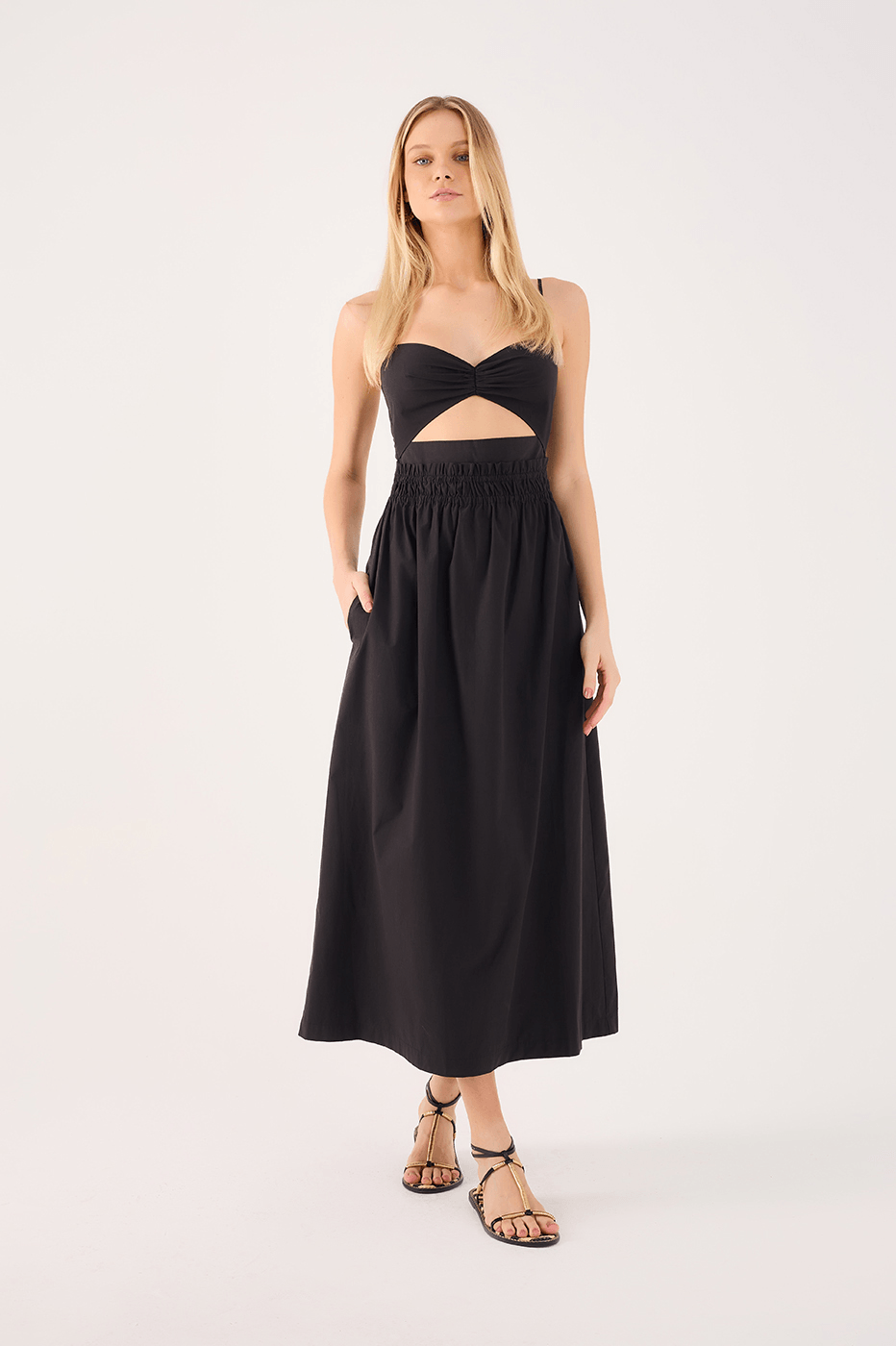 Cotton Cropped Ruched-Bust Dress