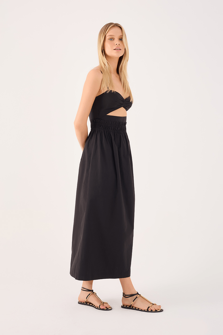 Cotton Cropped Ruched-Bust Dress