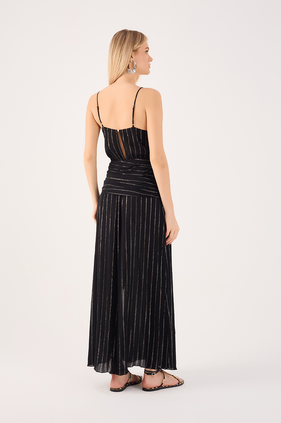 Long Lurex Tie-Bodice Dress_5