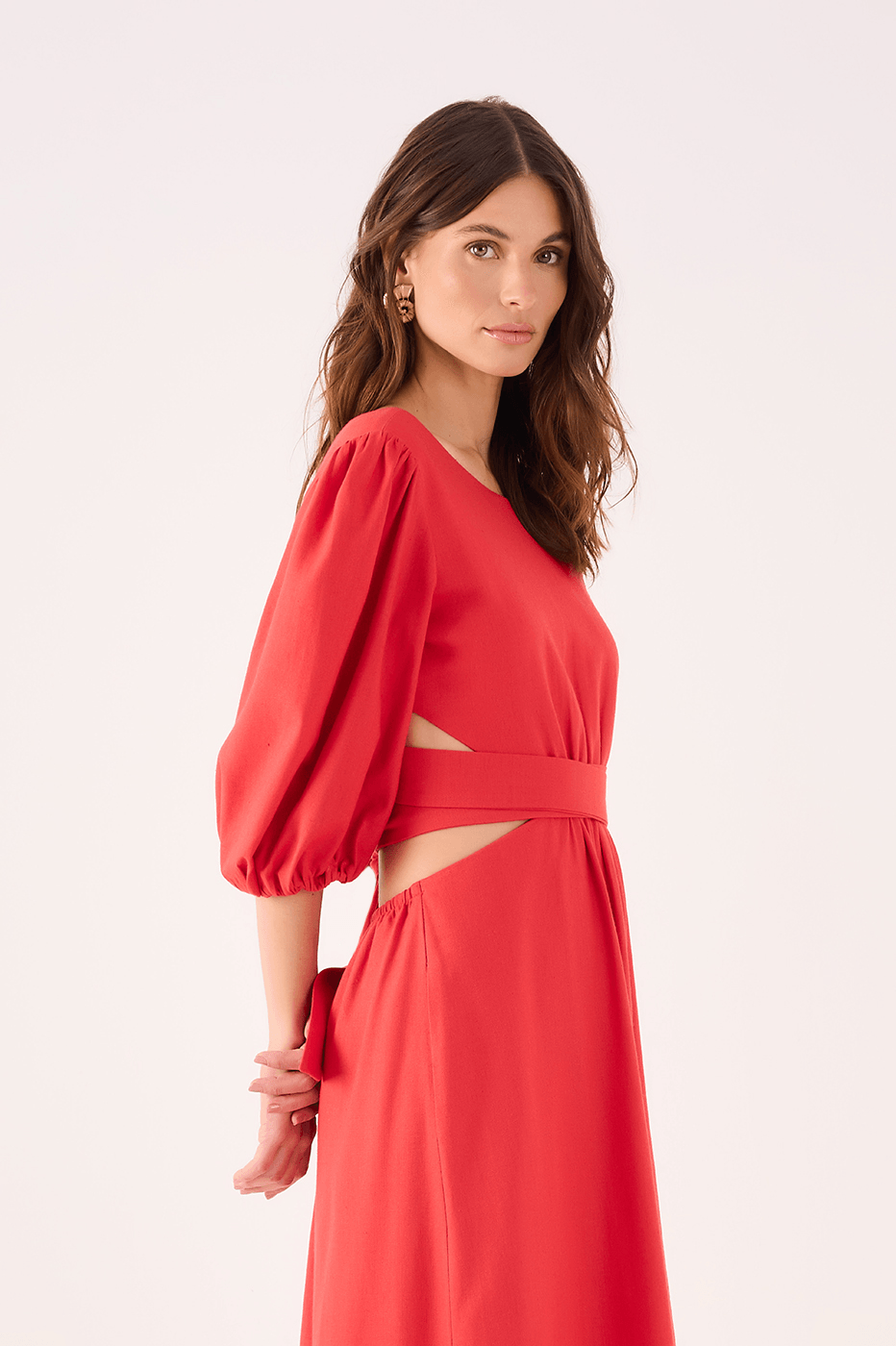 Linen Midi Cutout Tie Dress_3