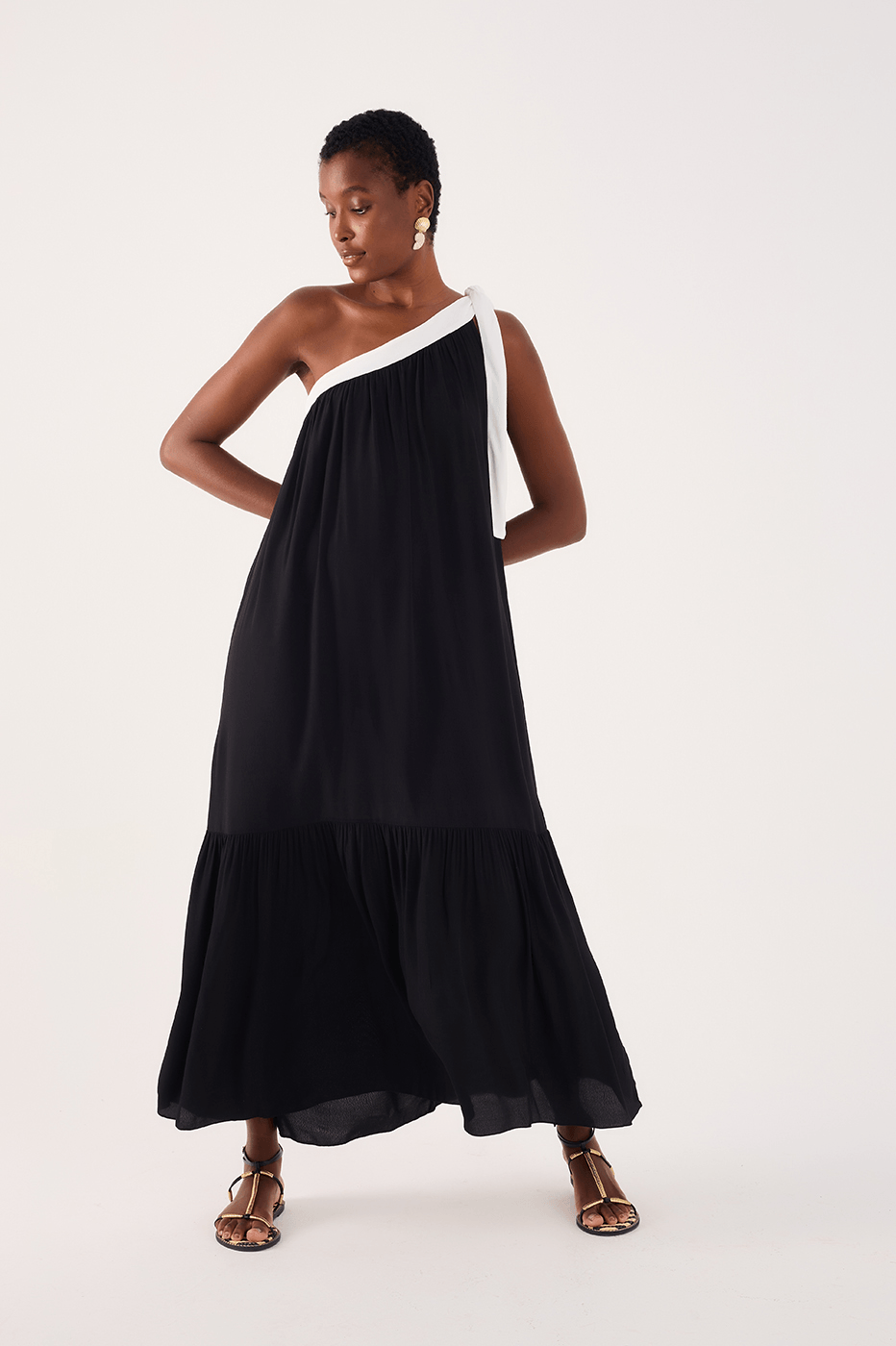 Cropped Crepe Bicolor Dress