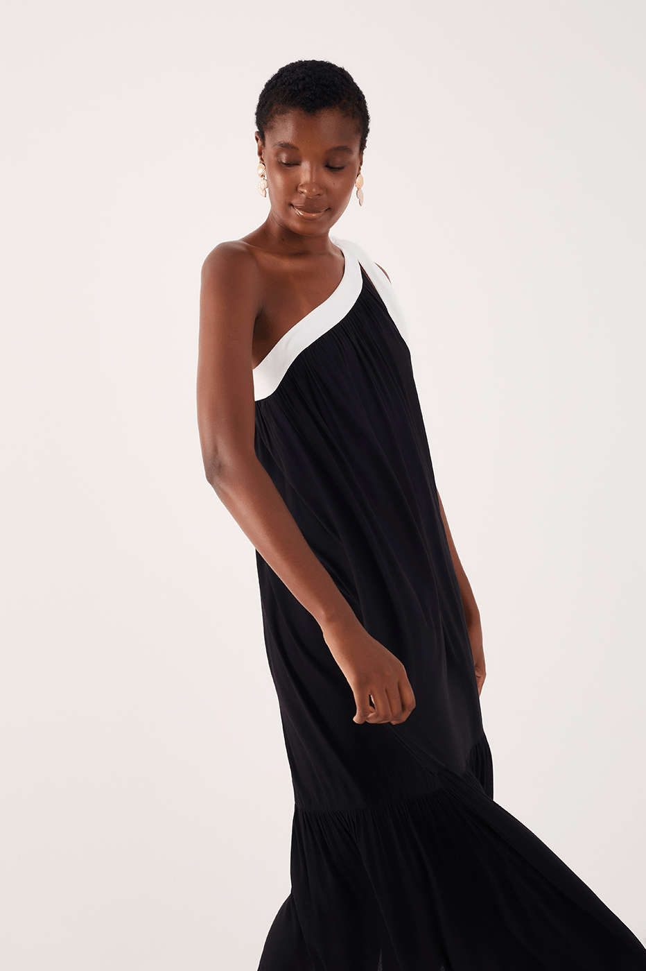 Cropped Crepe Bicolor Dress