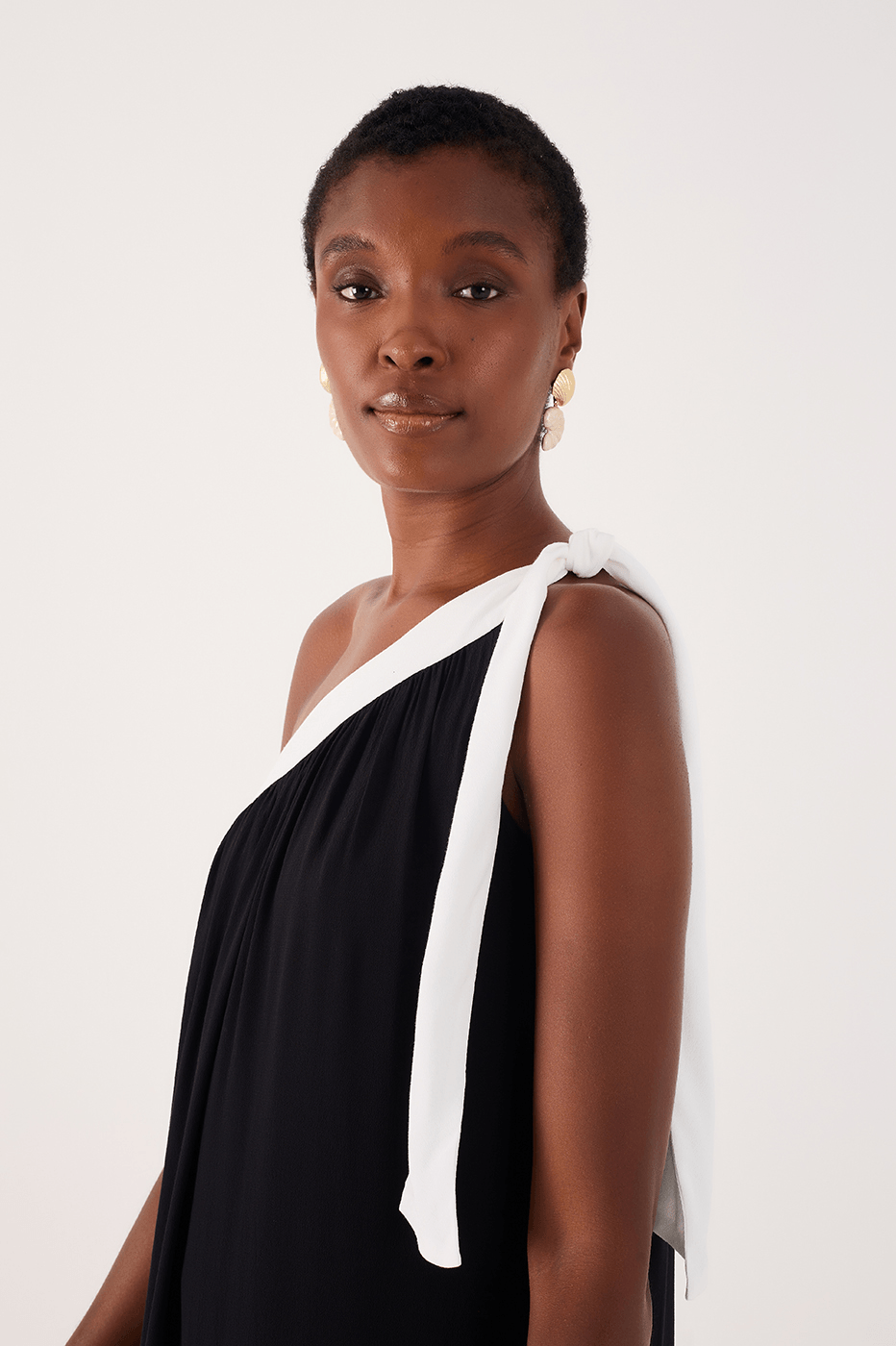 Cropped Crepe Bicolor Dress