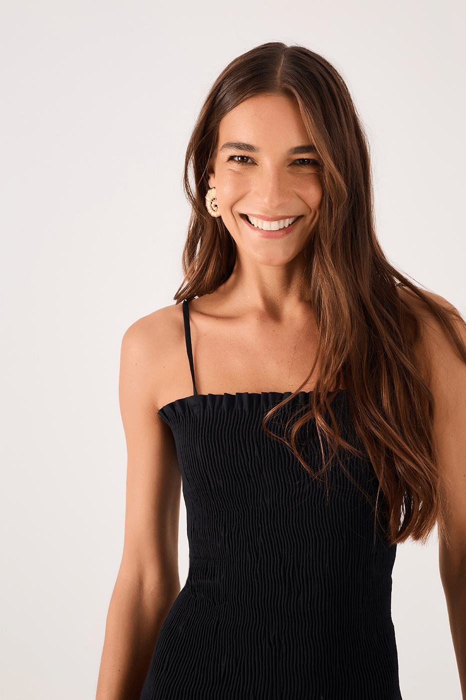 Cotton Cropped Smocked Dress