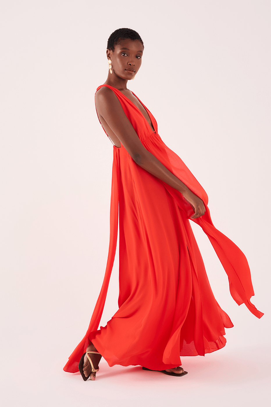 Long Crepe Overlap-Skirt Dress_2