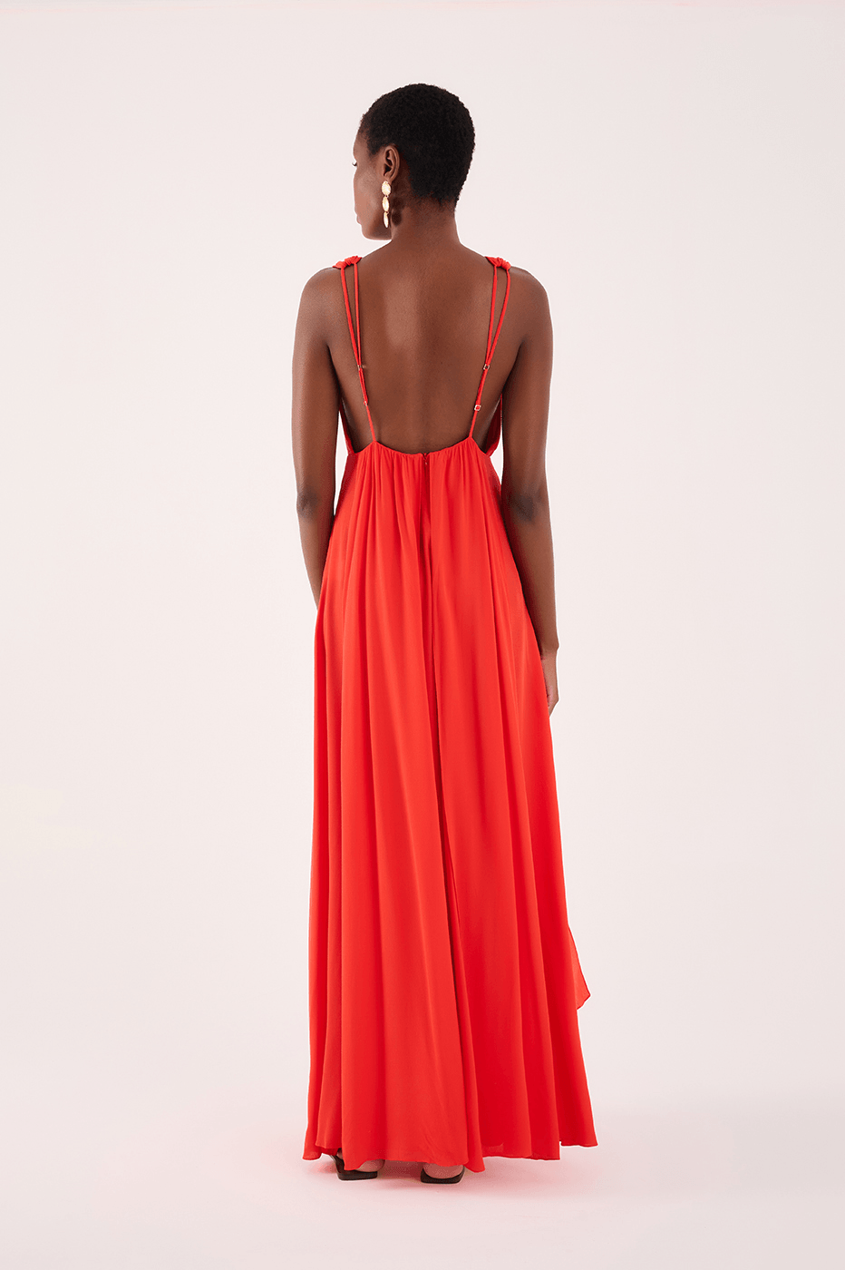 Long Crepe Overlap-Skirt Dress_5