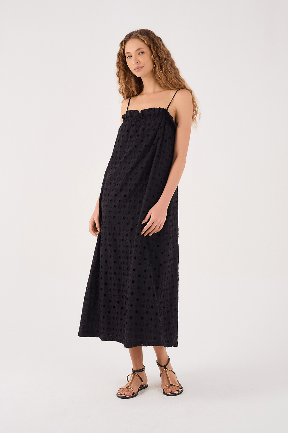 Black Sleeveless Cotton Midi Dress_2