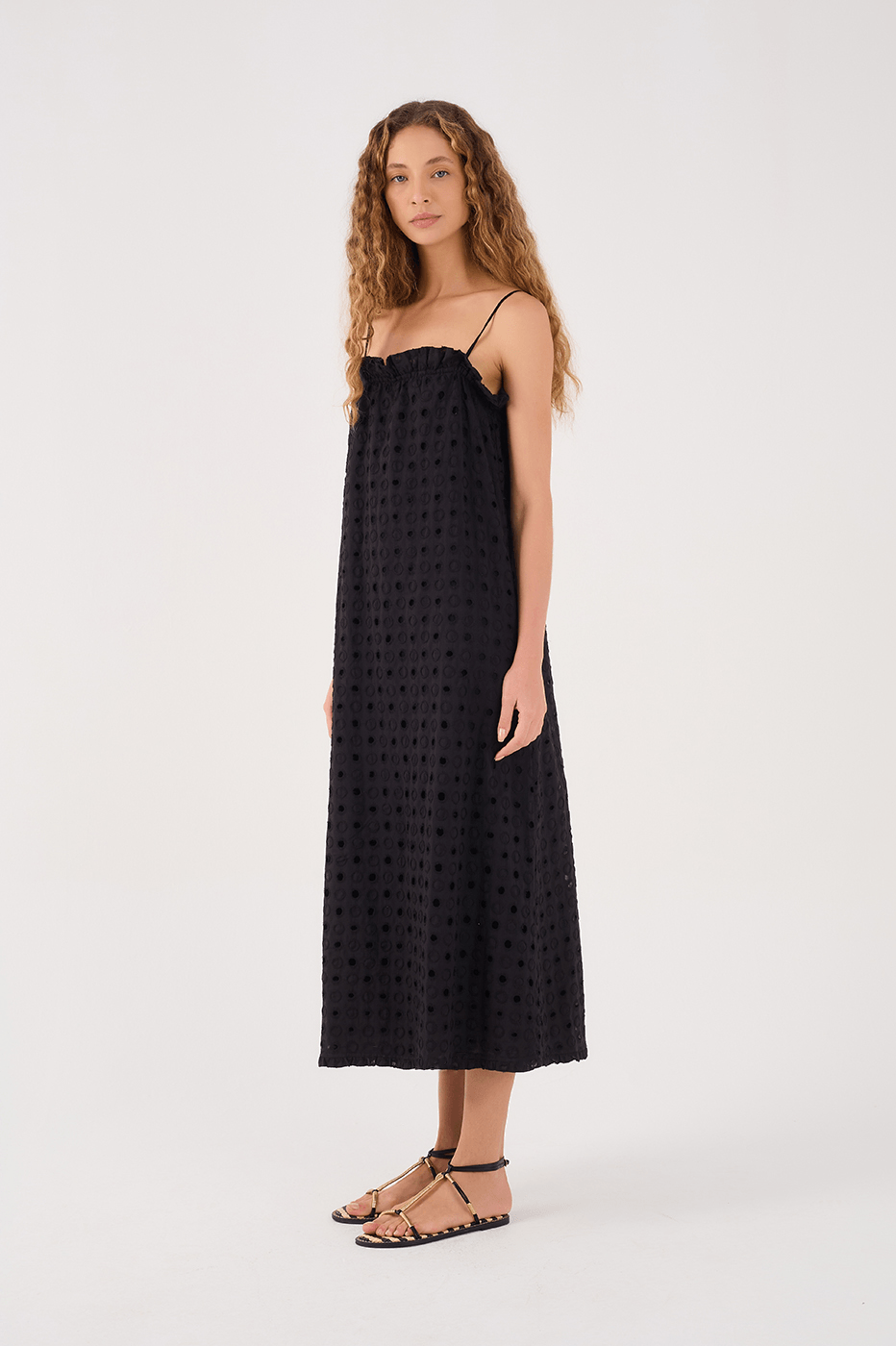 Black Sleeveless Cotton Midi Dress_3