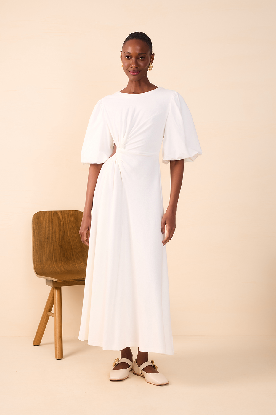 Puff Slv Midi Dress_1