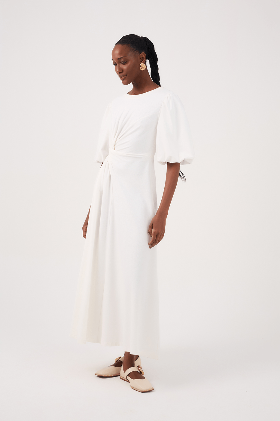 Off-White Twisted Cut-Out Cotton Midi Dress_2