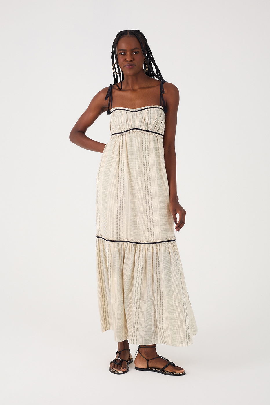 Off-White Sleeveless Tiered Cotton Maxi Dress_9