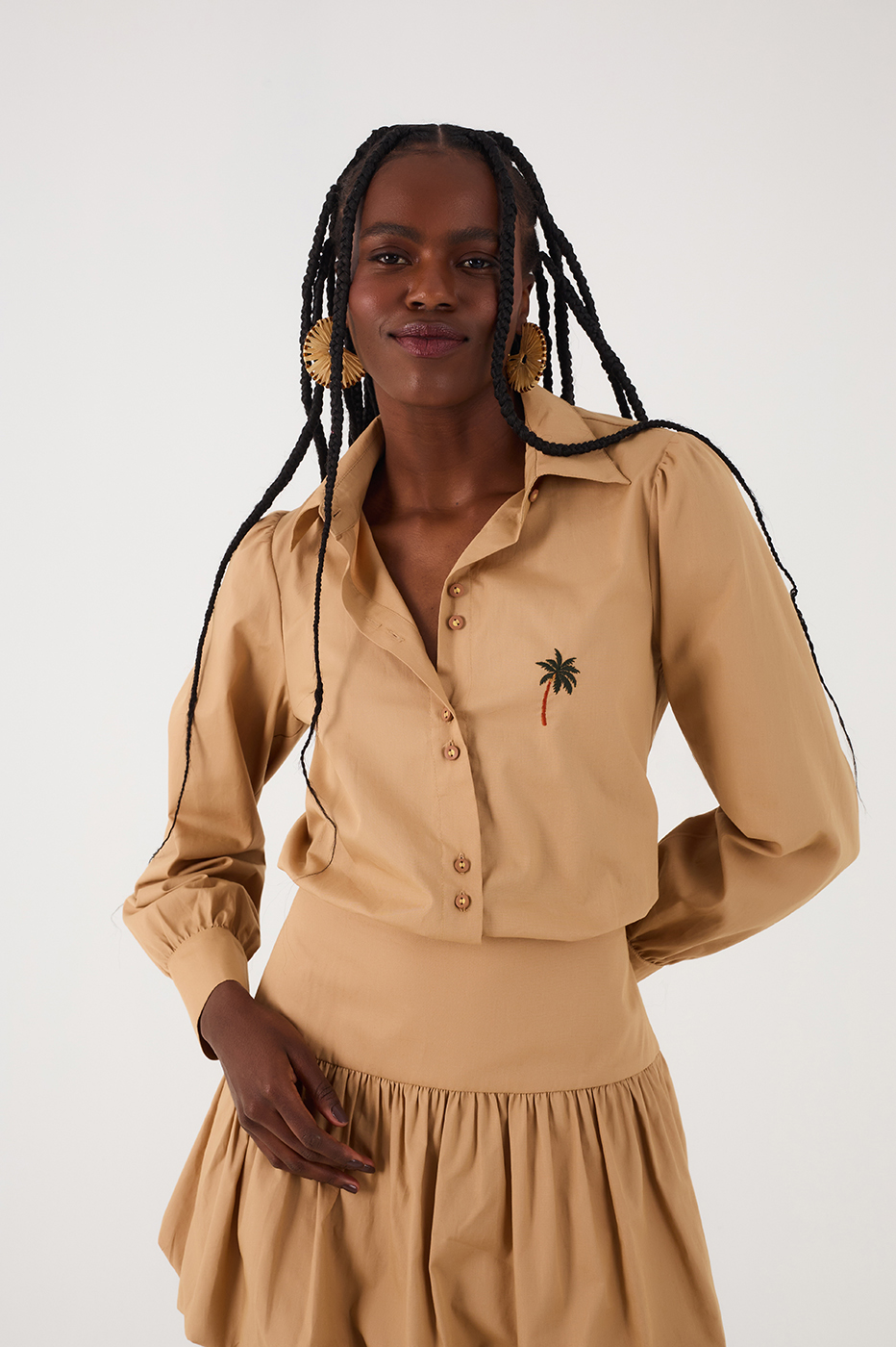 Embroidered Balloon Shirt Dress_4