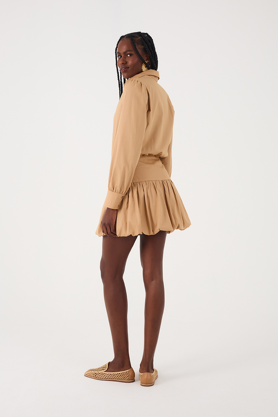 Embroidered Balloon Shirt Dress_6