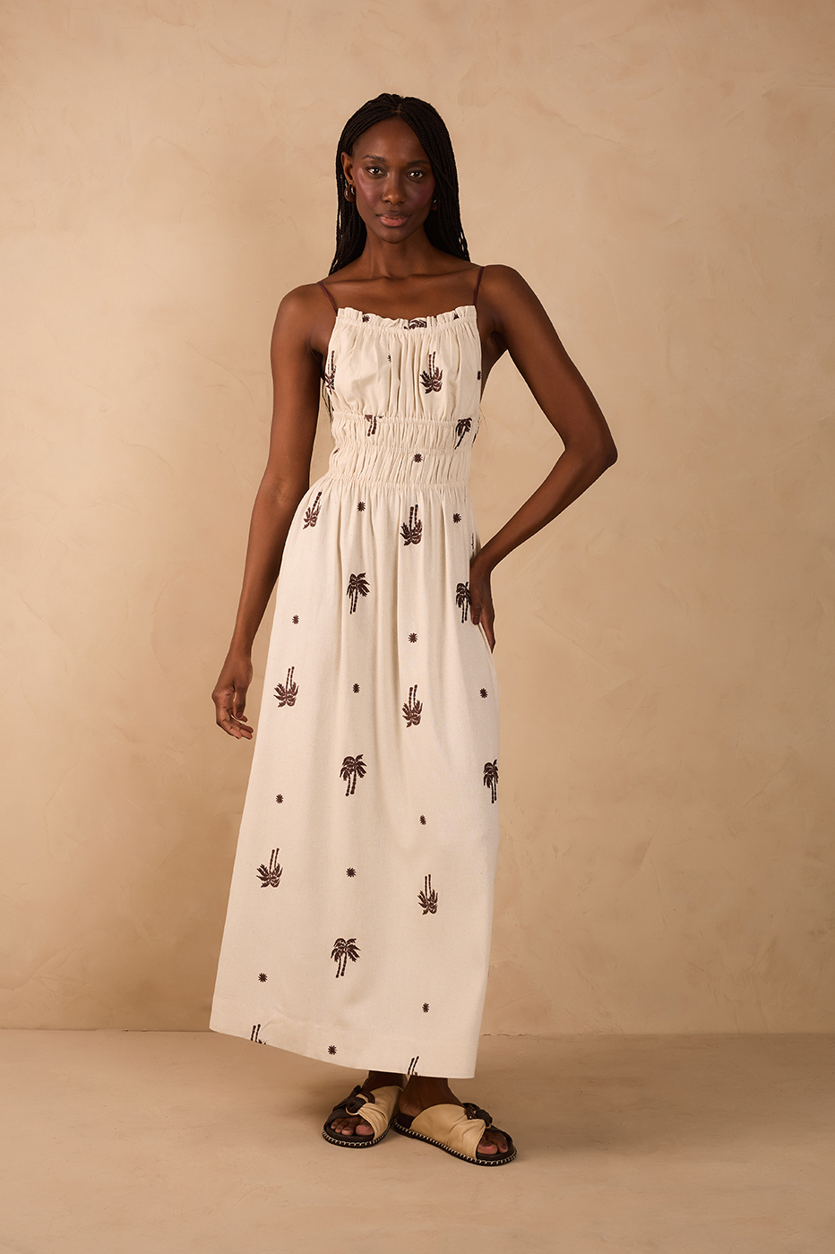 Off-White Embroidered Sun  Maxi Dress_1
