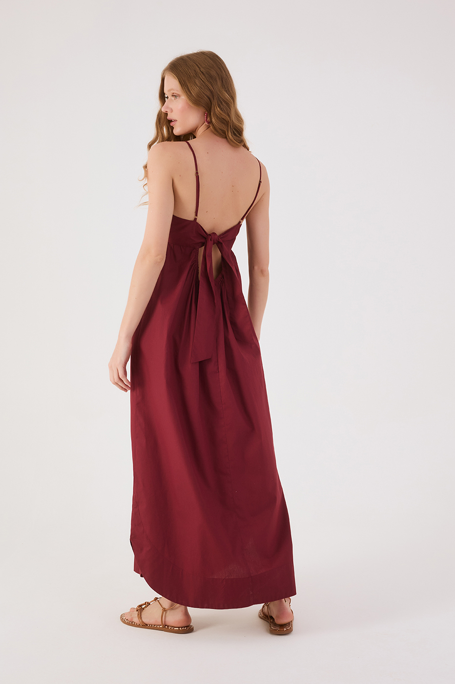 Wine Bossa Embroidered Sun Sleeveless Maxi Dress_5