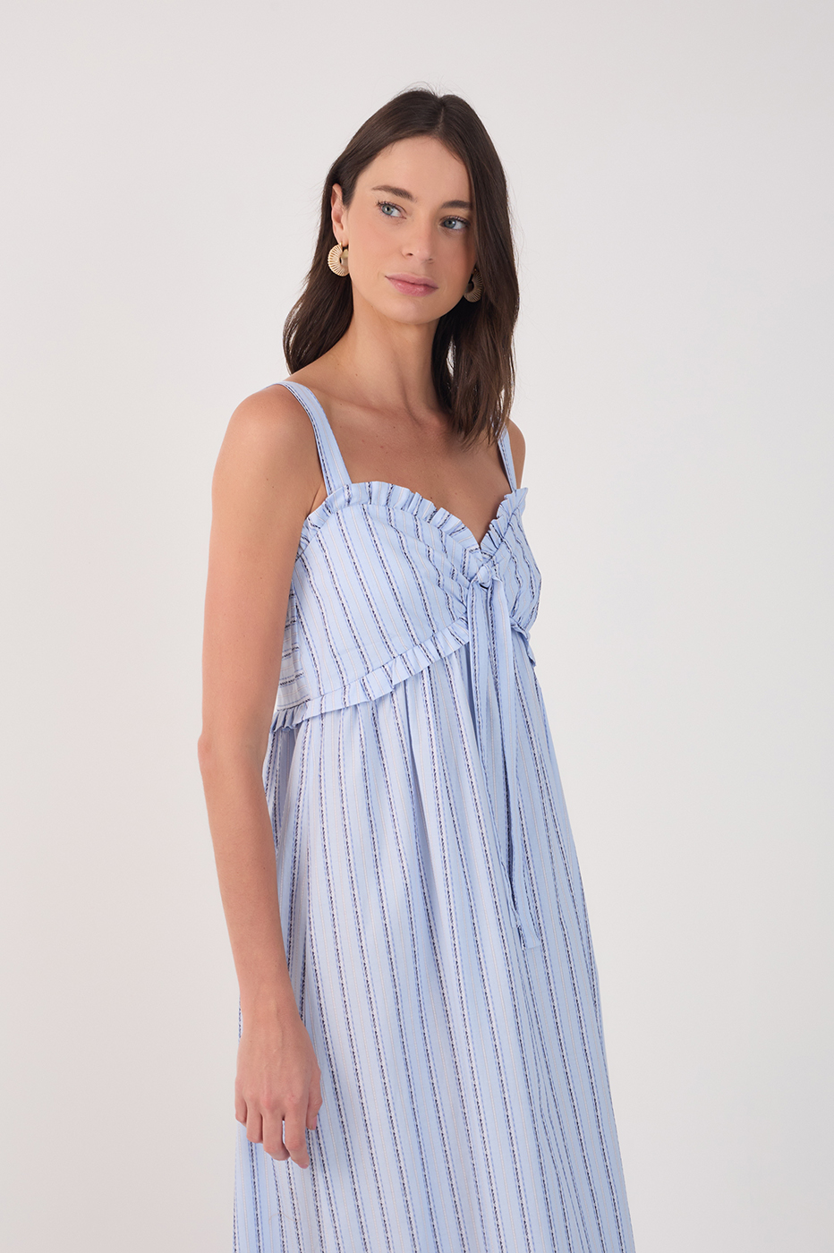 Vestido Cropped Algodão Listras Babado_3