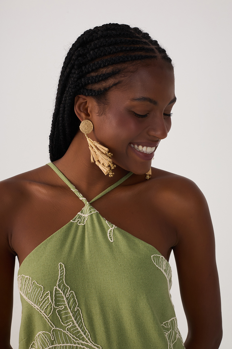 Vestido Cropped Linho Bordado Folhas_5