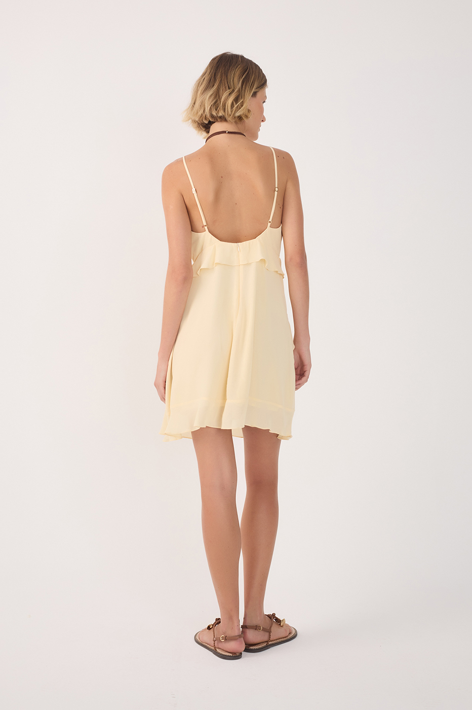Beige Concha Layered V Neck Mini Dress_5