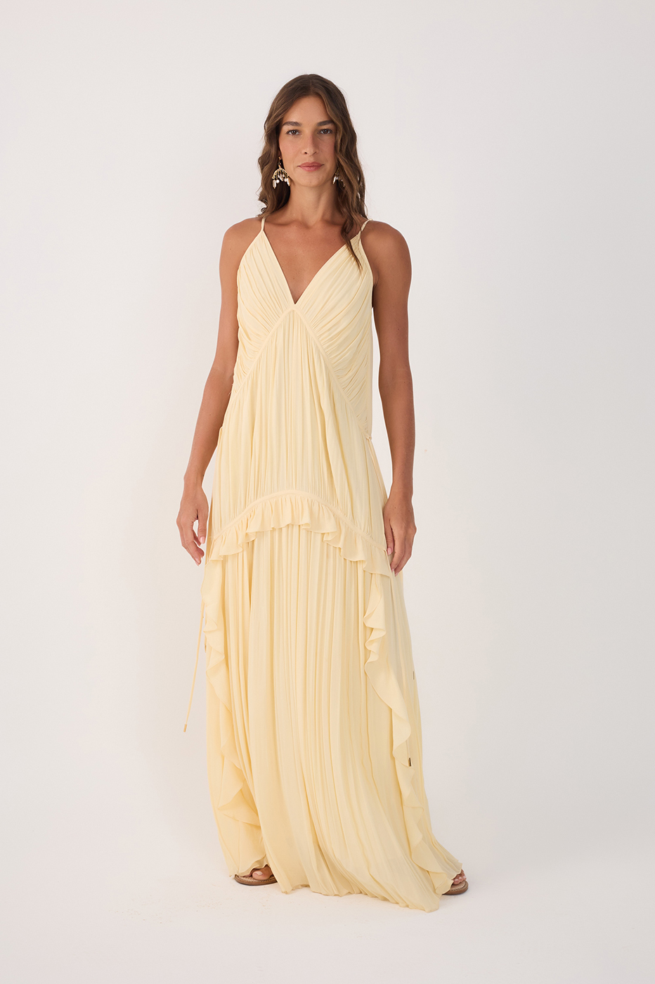 Vestido Longo Crepe Drapeado_2