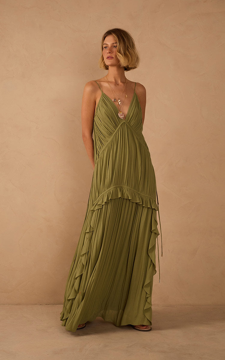 Vestido Longo Crepe Drapeado_1