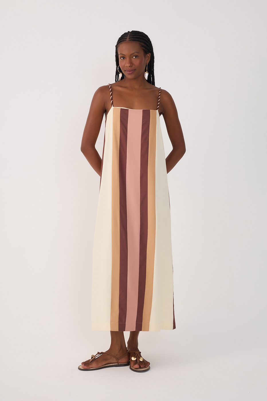 Multicolor Square Neck Kimono Midi Dress_3