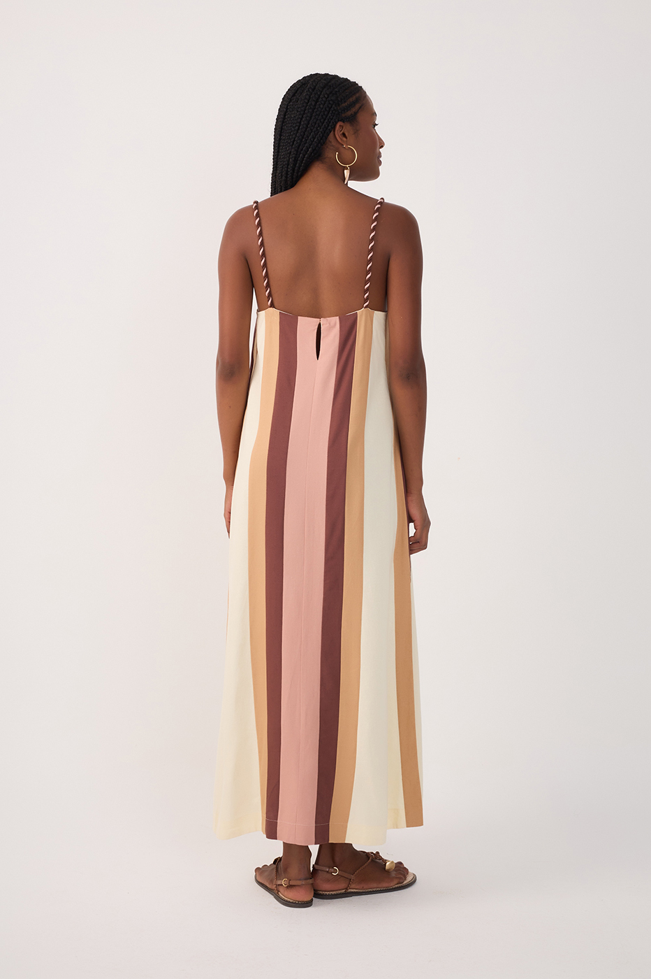 Multicolor Square Neck Kimono Midi Dress_5