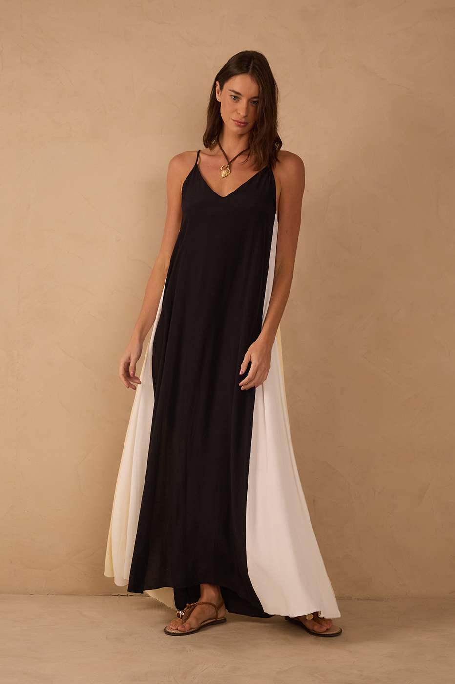 Cropped Crepe Color Cut Out Dress