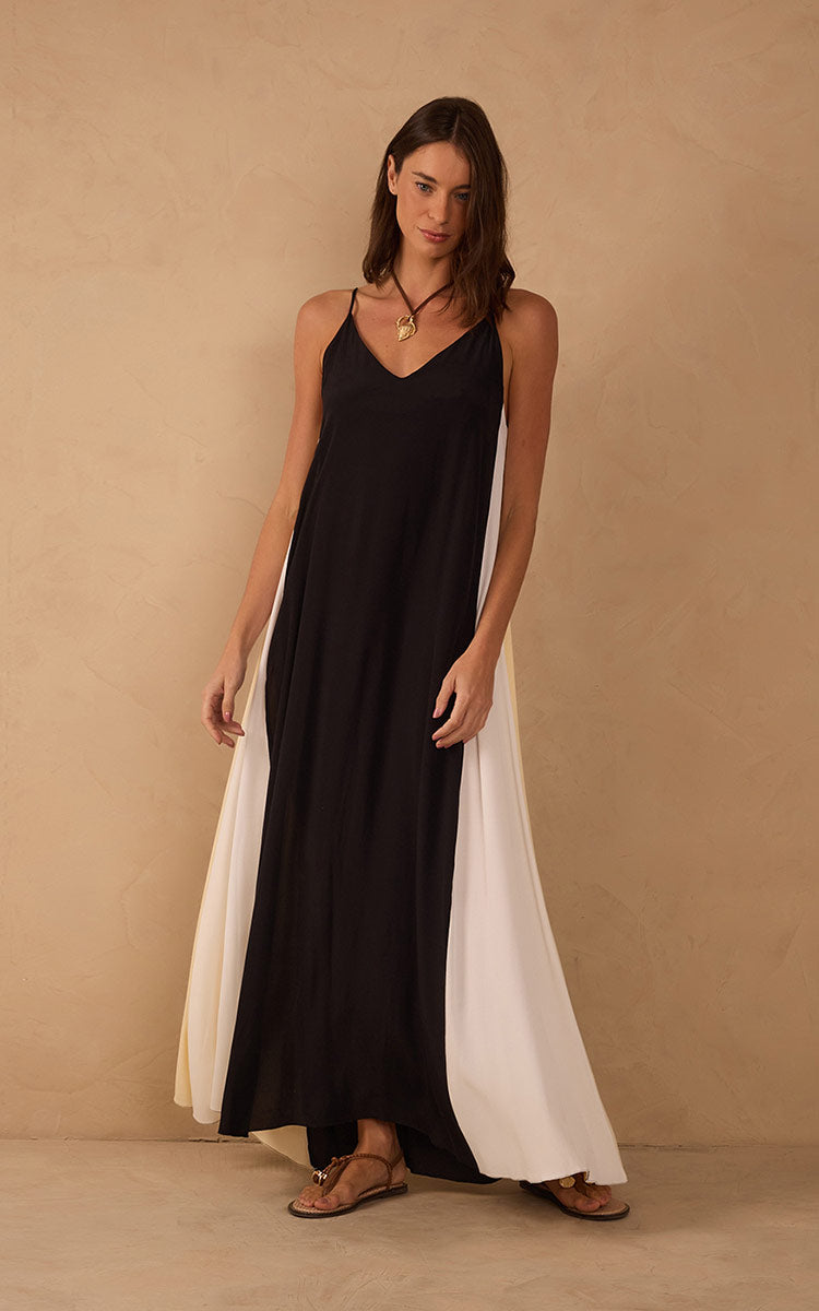 Vestido Cropped Crepe Recortes Color_1