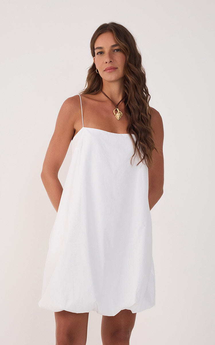 White Cotton Balloon Mini Dress_3