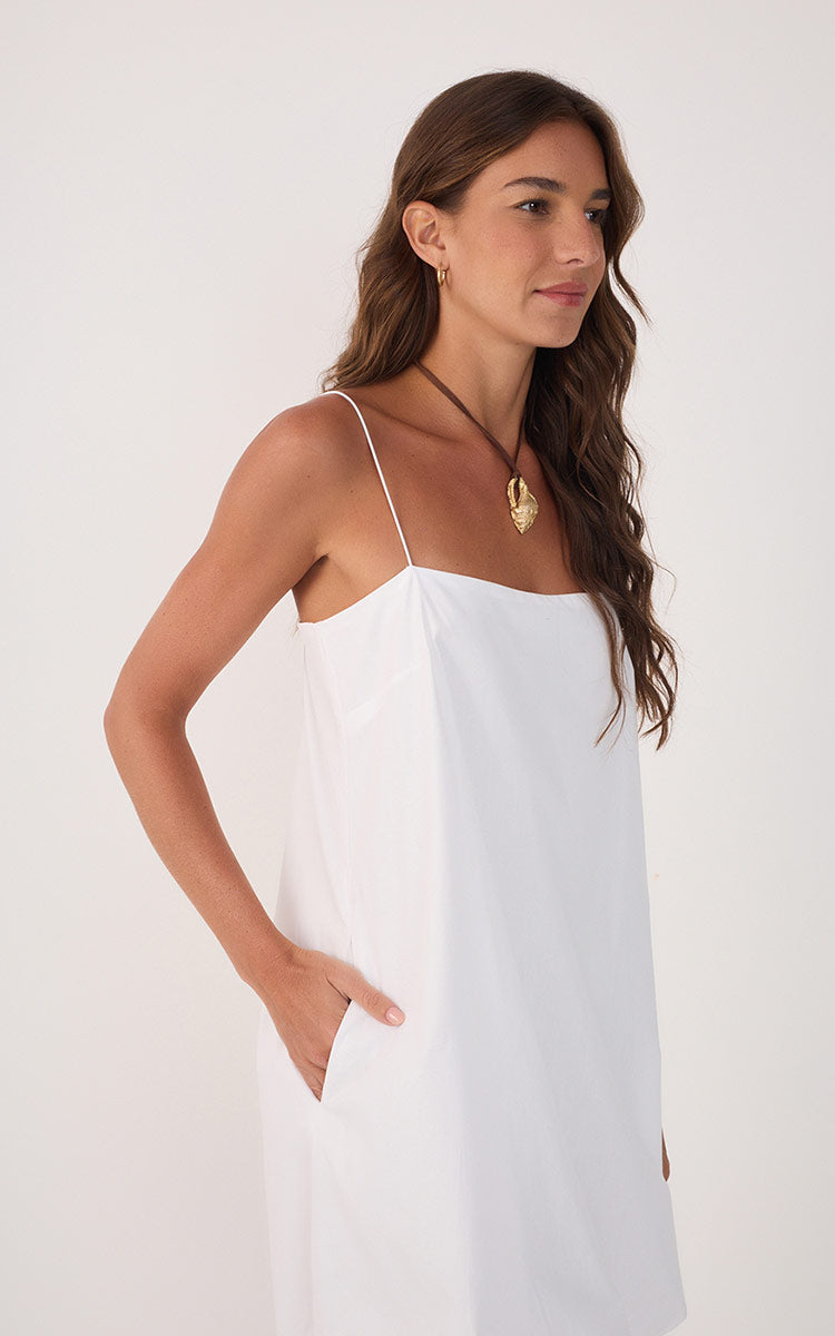 White Cotton Balloon Mini Dress_4