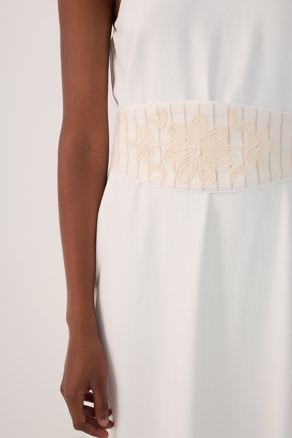 CROPPED LINEN EMBROIDERED YOKE DRESS_5