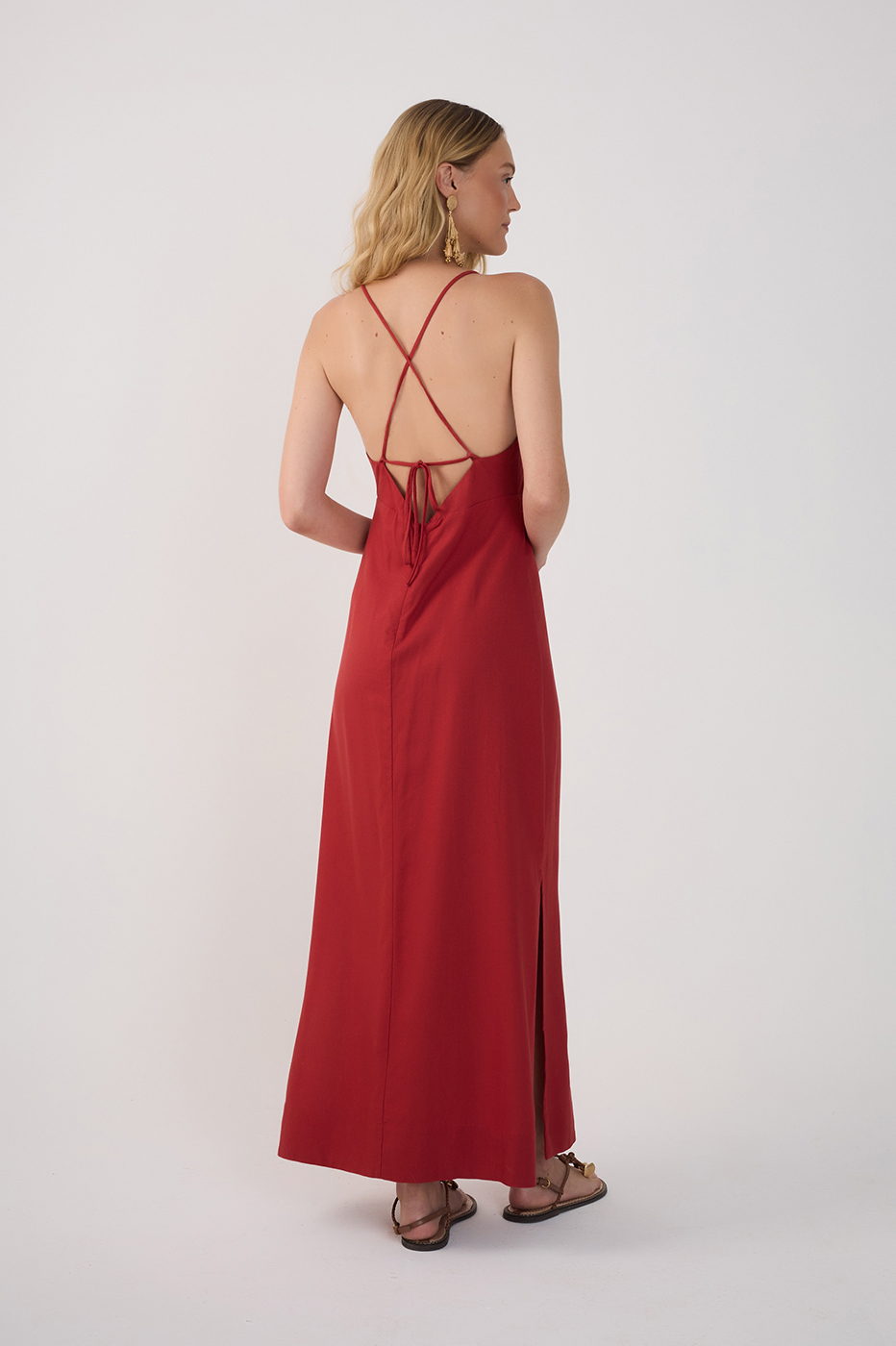 Vestido Cropped Linho Amarração_5