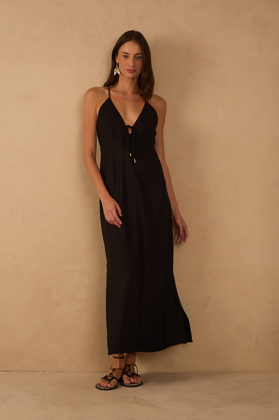 Vestido Cropped Linho Amarração_1