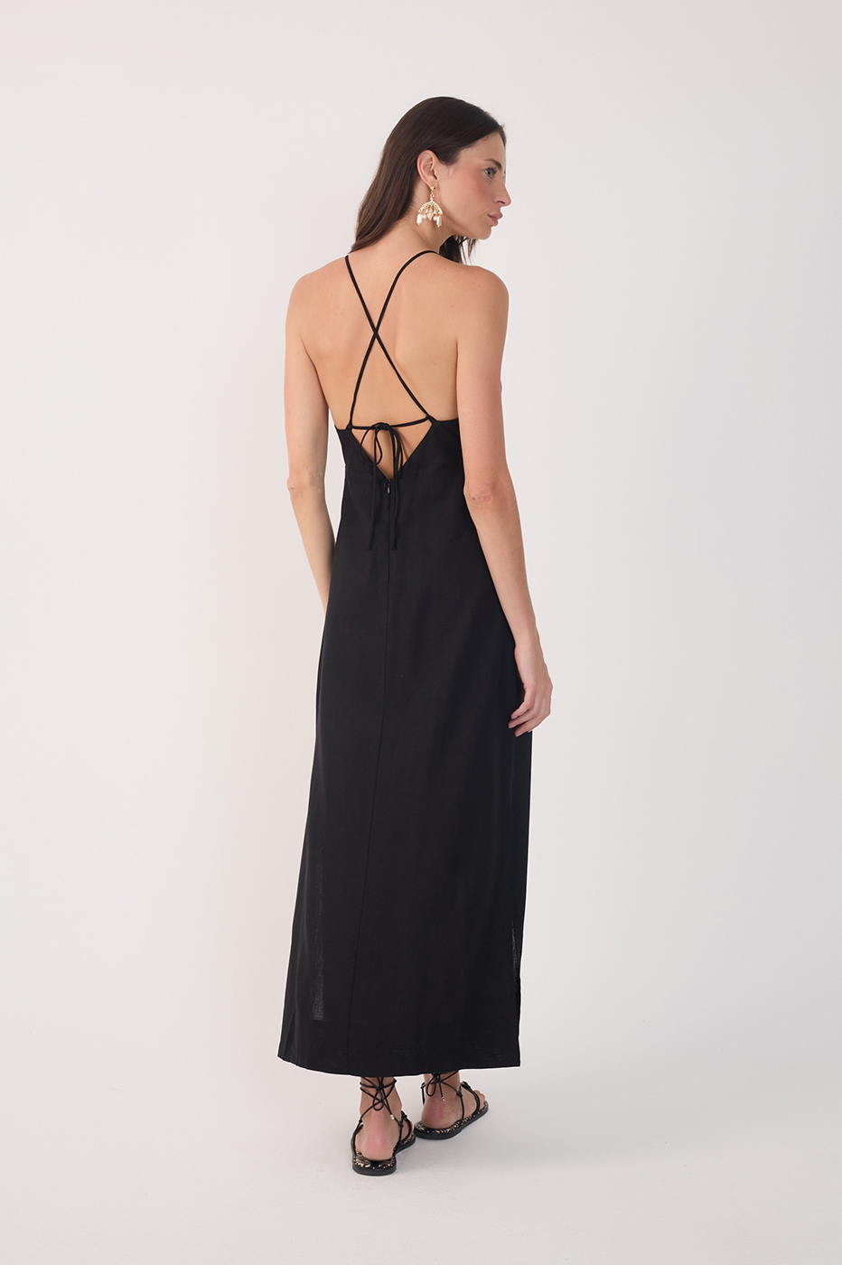 Vestido Cropped Linho Amarração_5