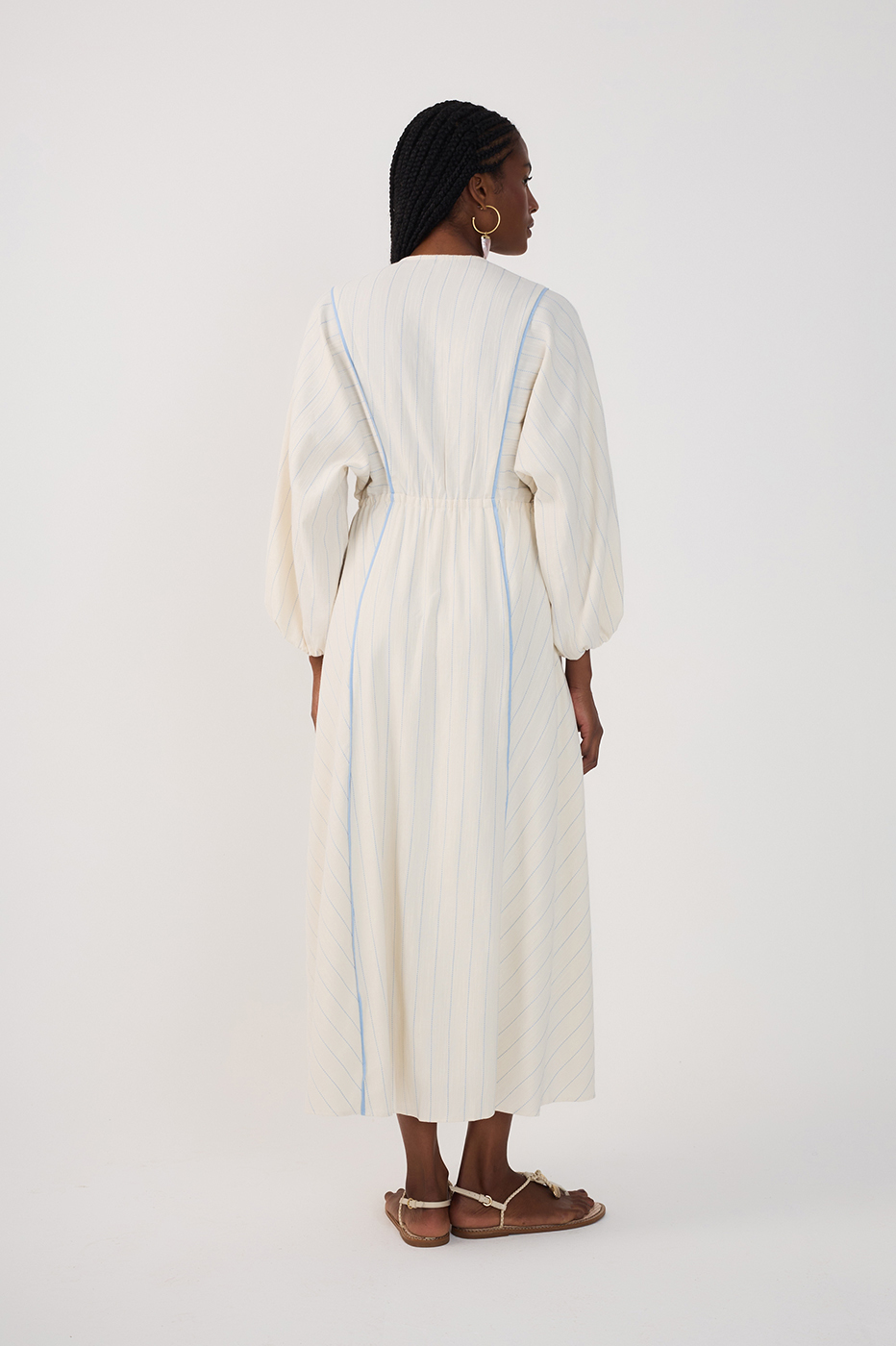Blue Front Cut-Out Long Sleeve Maxi Dress_6