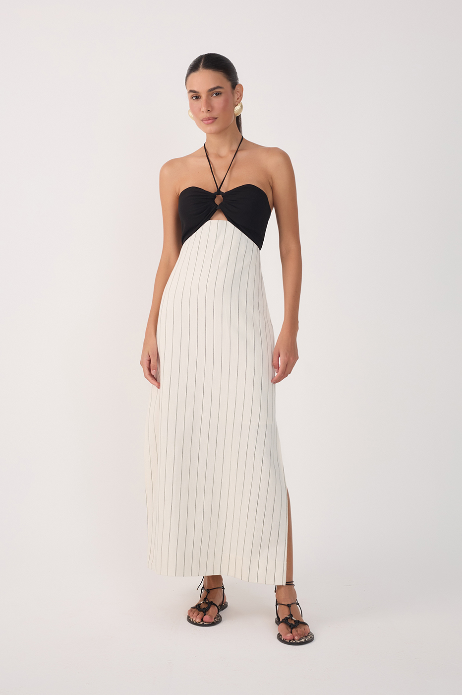 Off-White Stripes Side Slits Midi Dress_2