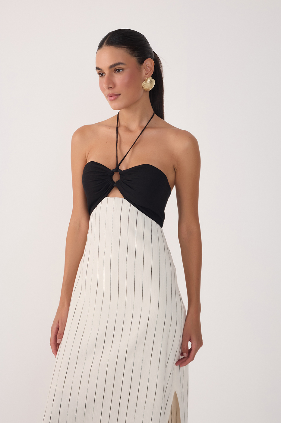 Off-White Stripes Side Slits Midi Dress_3