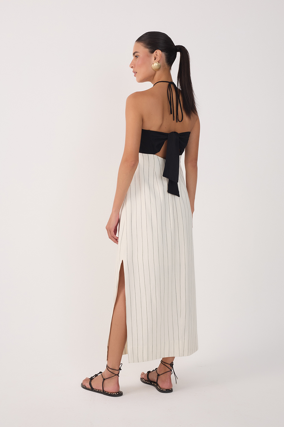 Off-White Stripes Side Slits Midi Dress_5