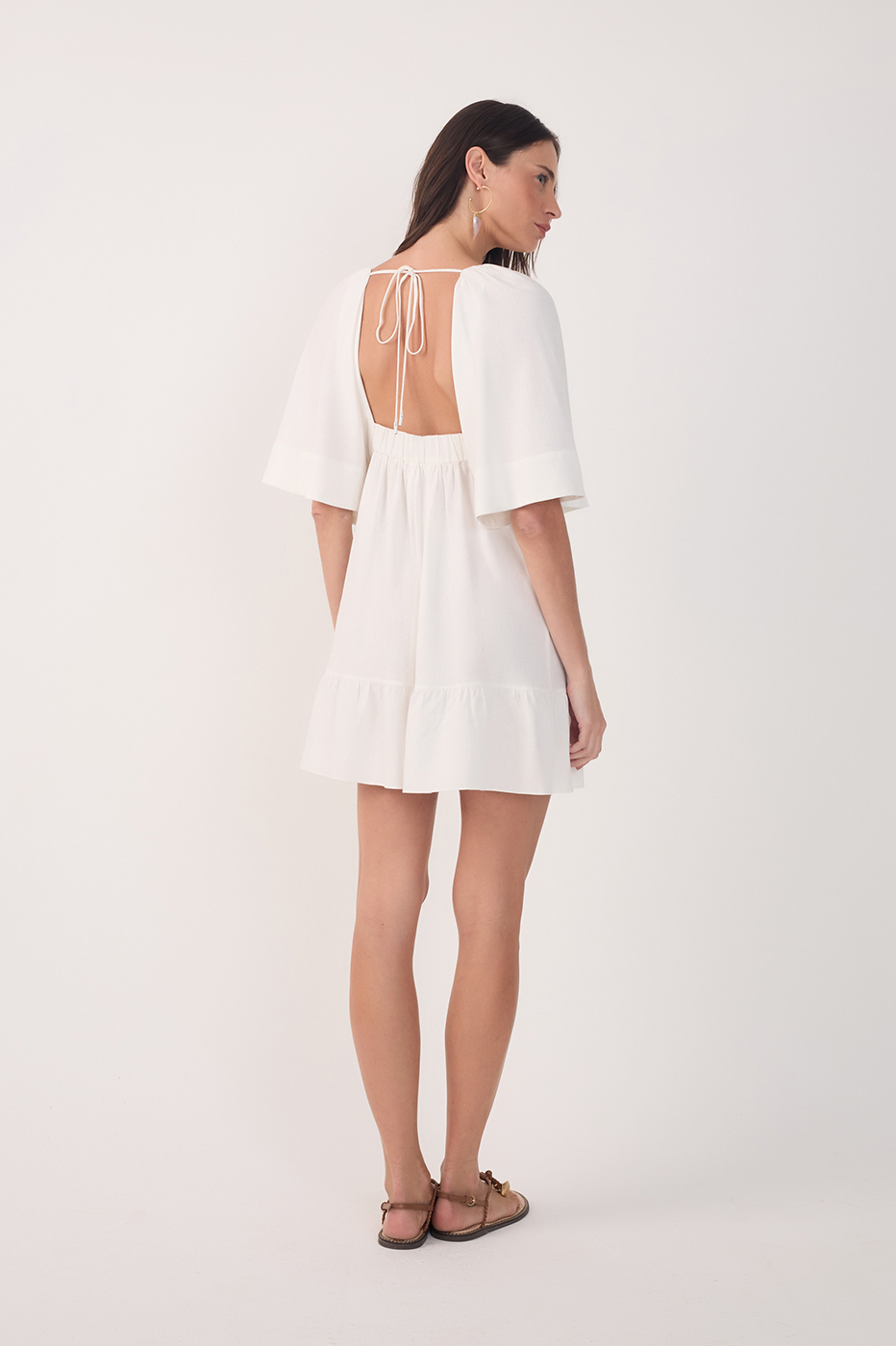 SHORT LINEN EMBROIDERED YOKE DRESS_5