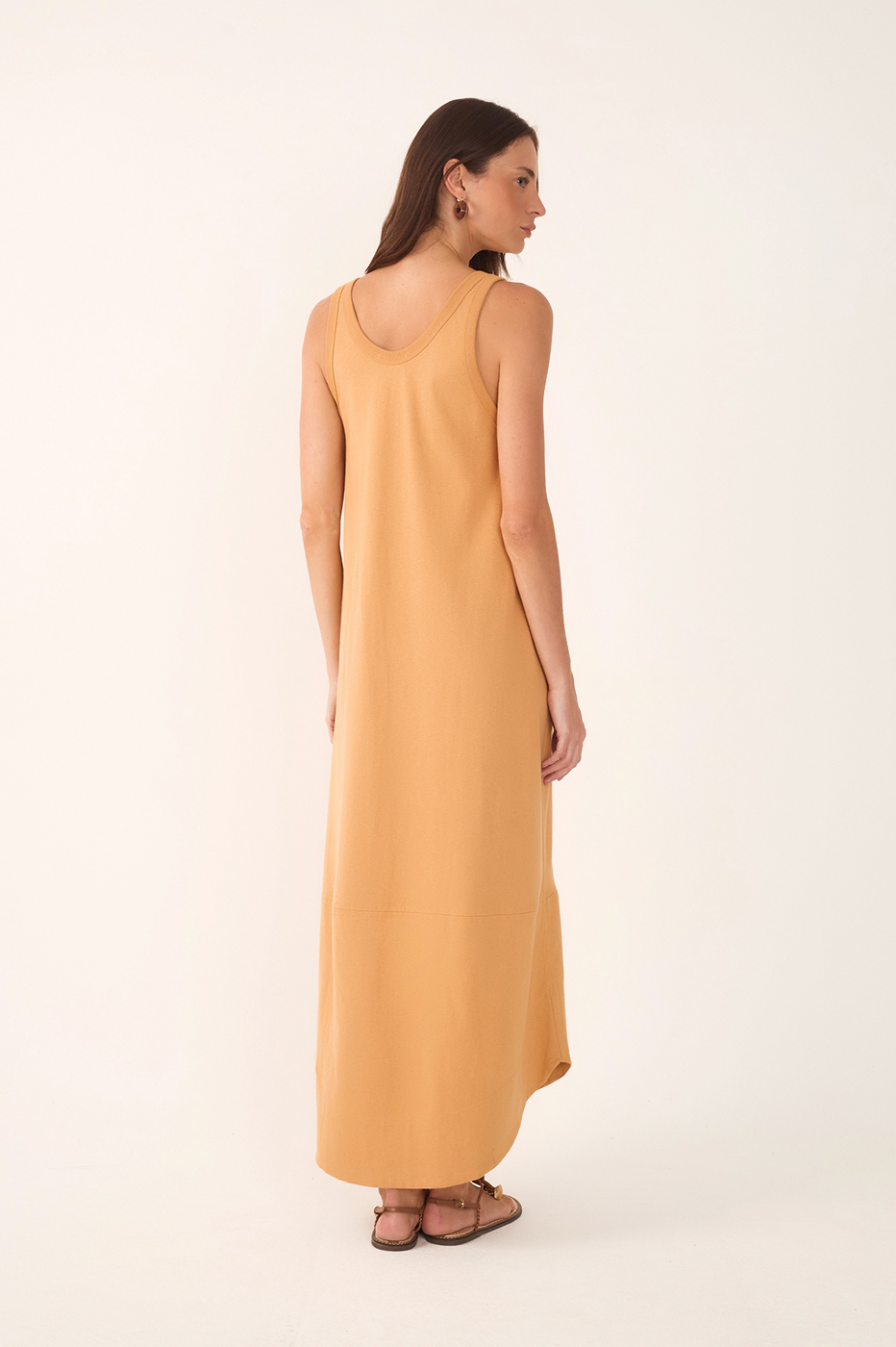 Beige Veraneio Embroidered Cotton Maxi Dress_6