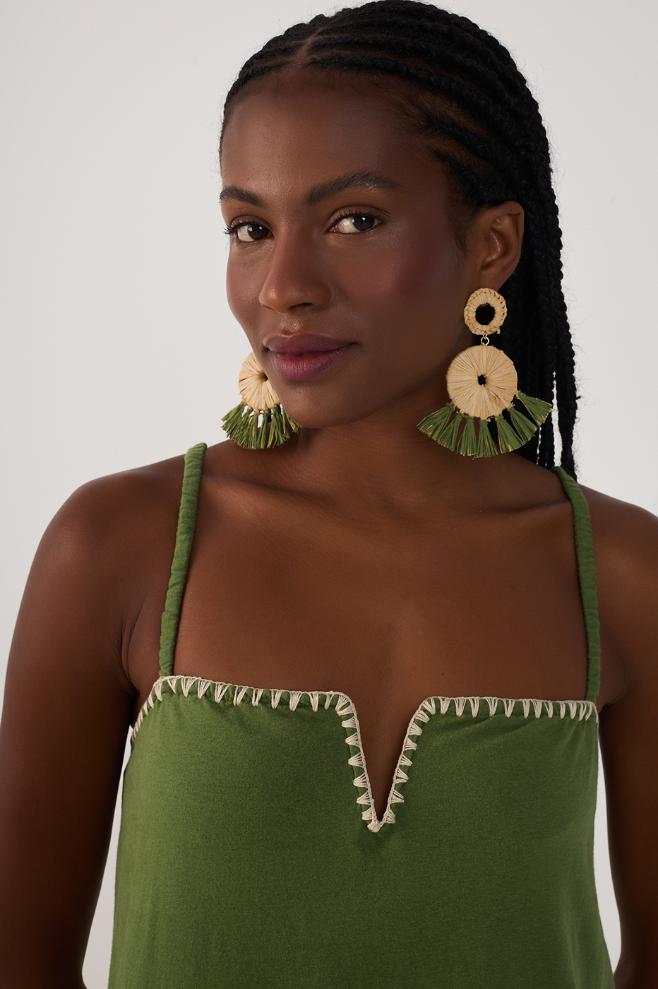 Green Embroidered Side Slits Maxi Dress_5