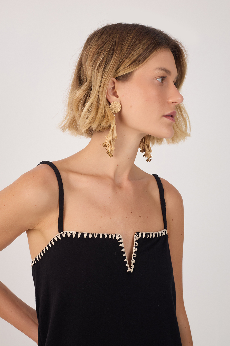 Black Embroidered Side Slits Maxi Dress_5