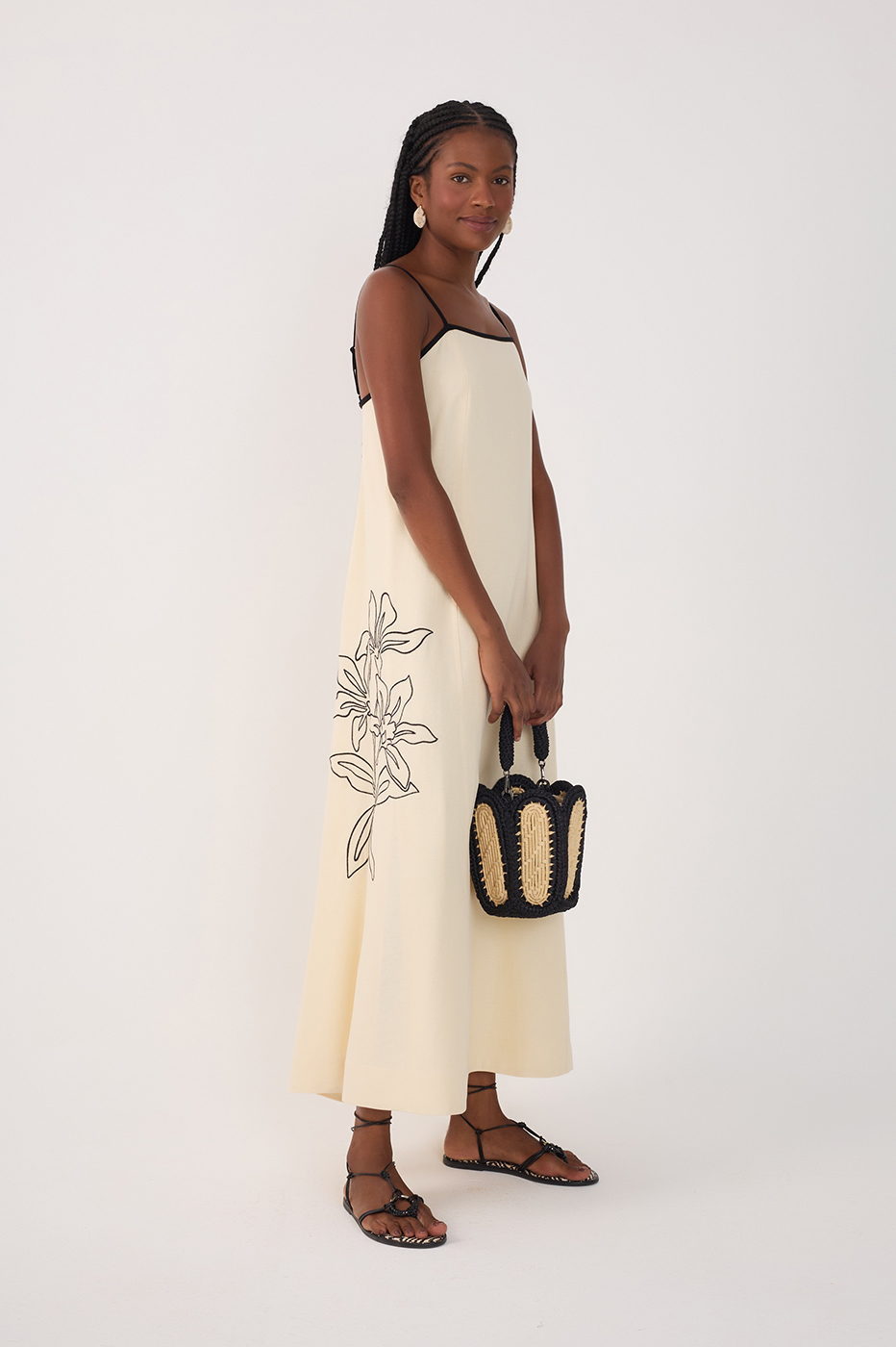 CROPPED LINEN FLORAL EMBROIDERED DRESS_2