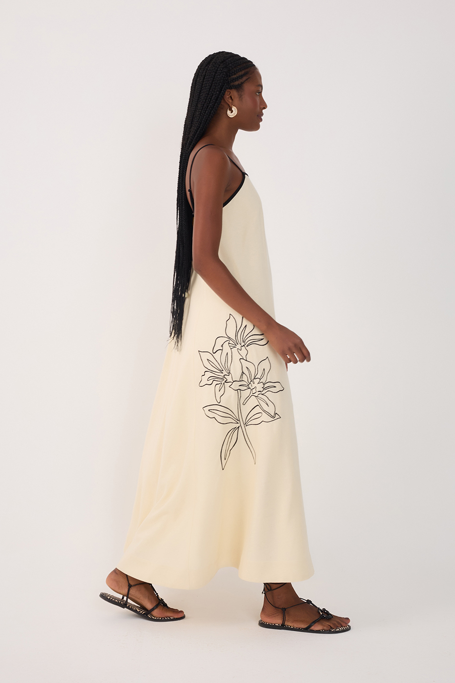 CROPPED LINEN FLORAL EMBROIDERED DRESS_3