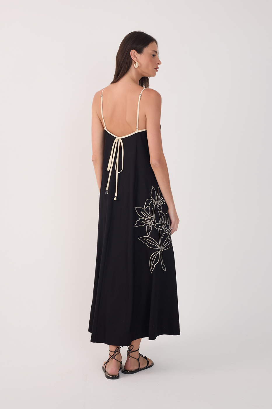 CROPPED LINEN FLORAL EMBROIDERED DRESS_5