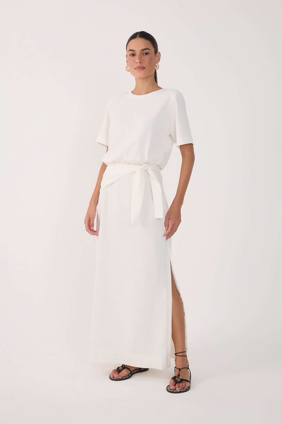 Off-White Short Sleeve Wrap Maxi Dress_2
