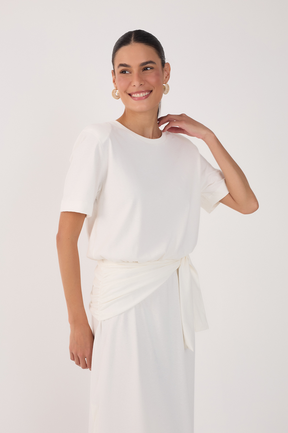 Off-White Short Sleeve Wrap Maxi Dress_3