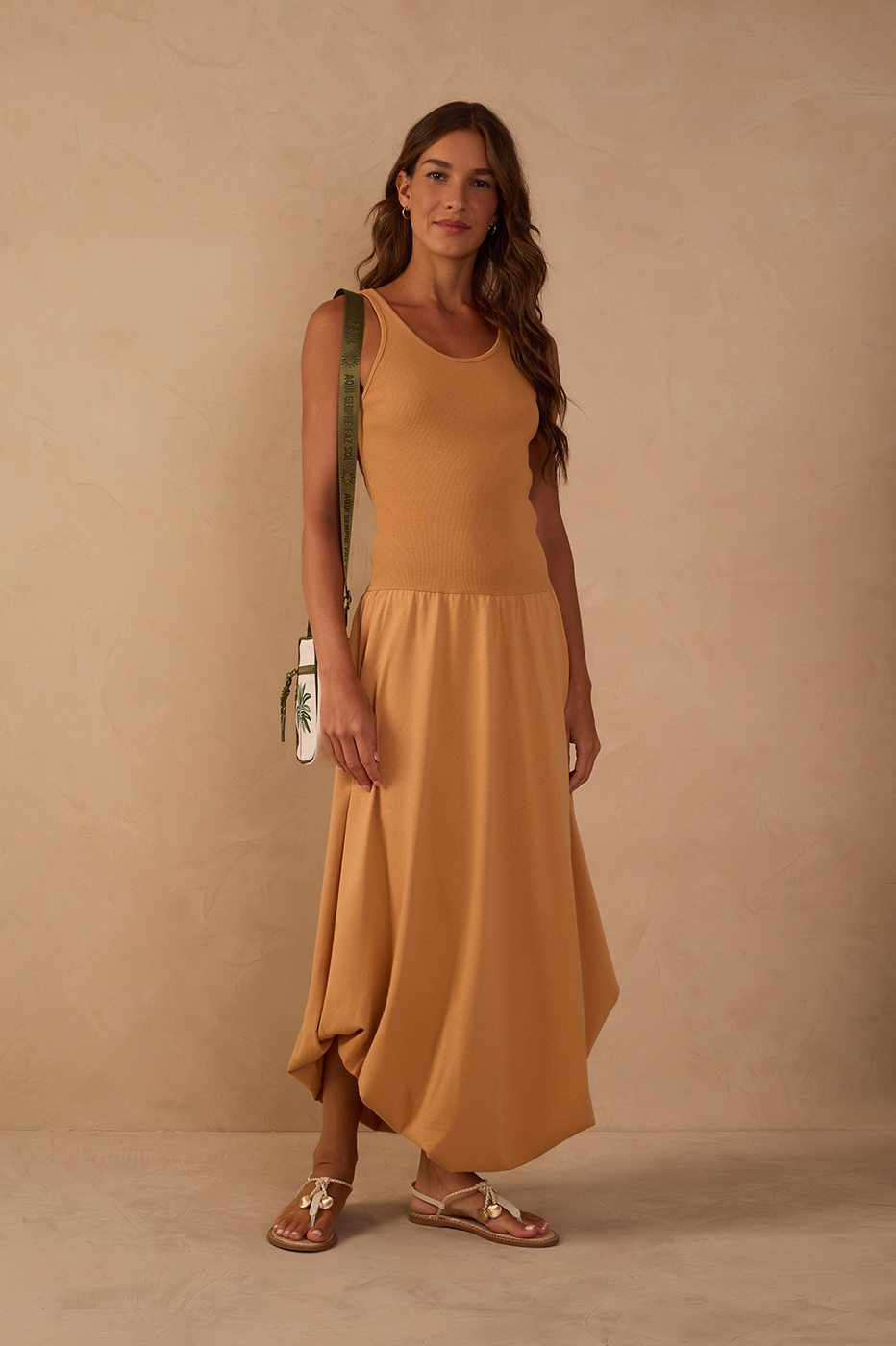 Beige Tank Top Balloon Maxi Dress_1