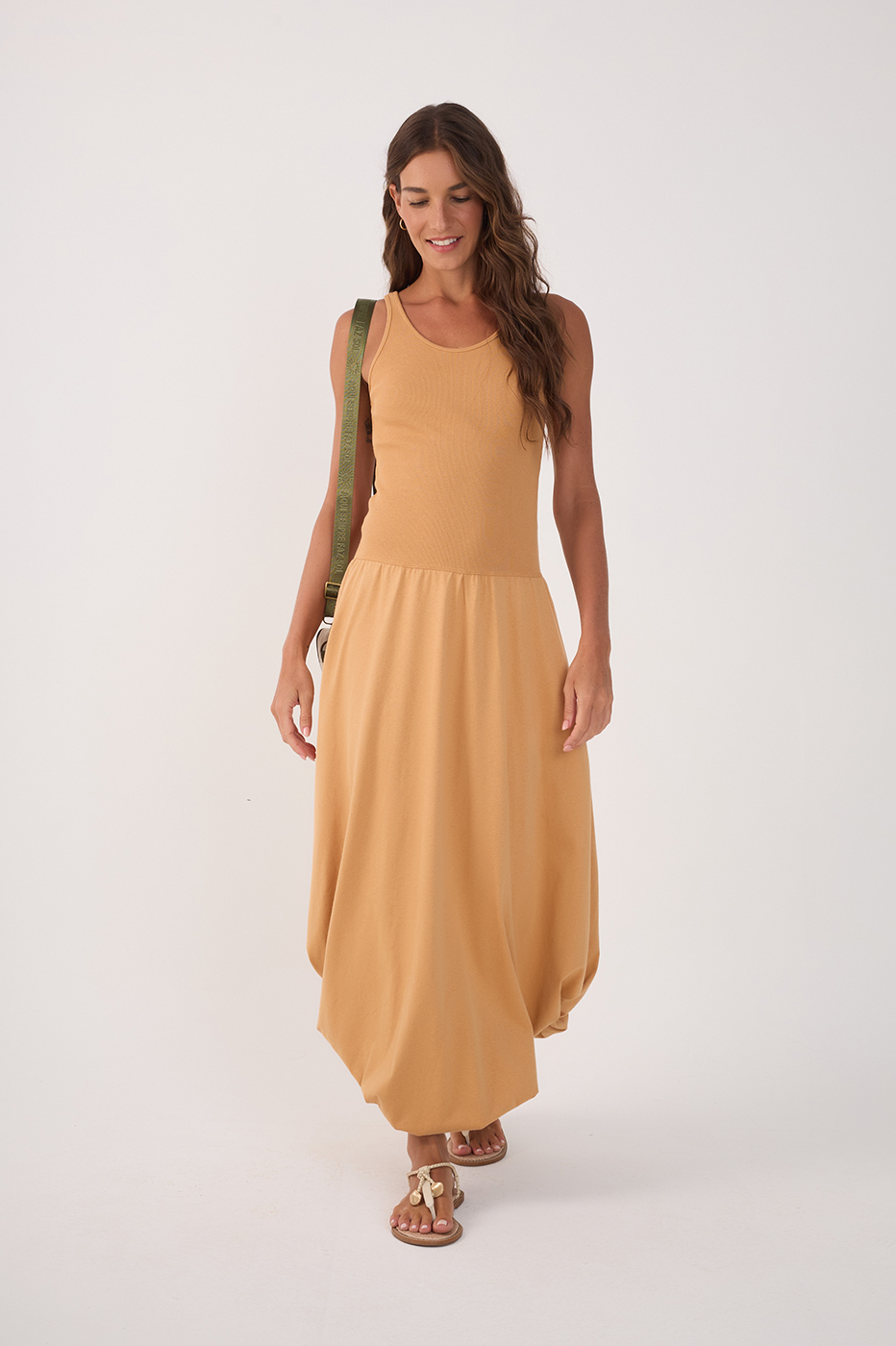 Beige Tank Top Balloon Maxi Dress_2